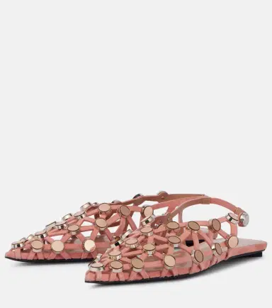 The Attico Grid embellished suede slingback flats | Thumbnail 2