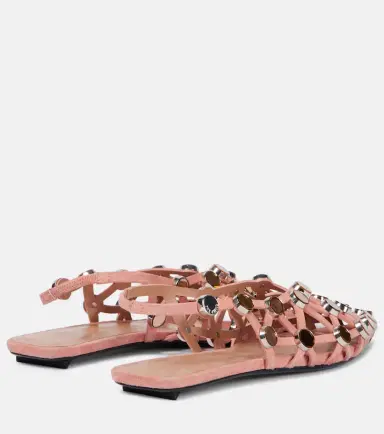 The Attico Grid embellished suede slingback flats | Thumbnail 3