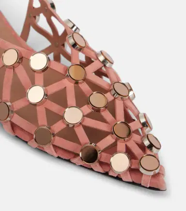 The Attico Grid embellished suede slingback flats | Thumbnail 4