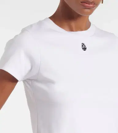 Alexander McQueen Skull cropped cotton jersey T-shirt | Thumbnail 3