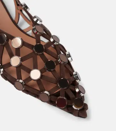 The Attico Grid embellished suede slingback flats | Thumbnail 2
