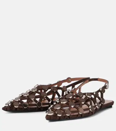 The Attico Grid embellished suede slingback flats | Thumbnail 4