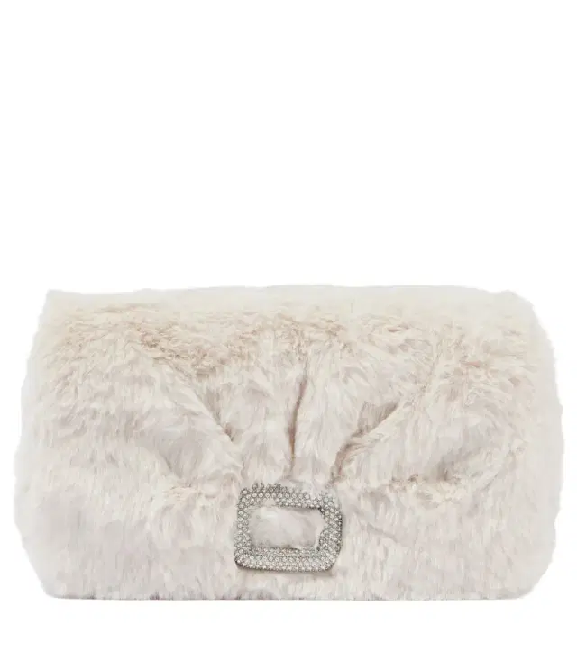 Roger Vivier Viv Choc embellished faux shearling wallet