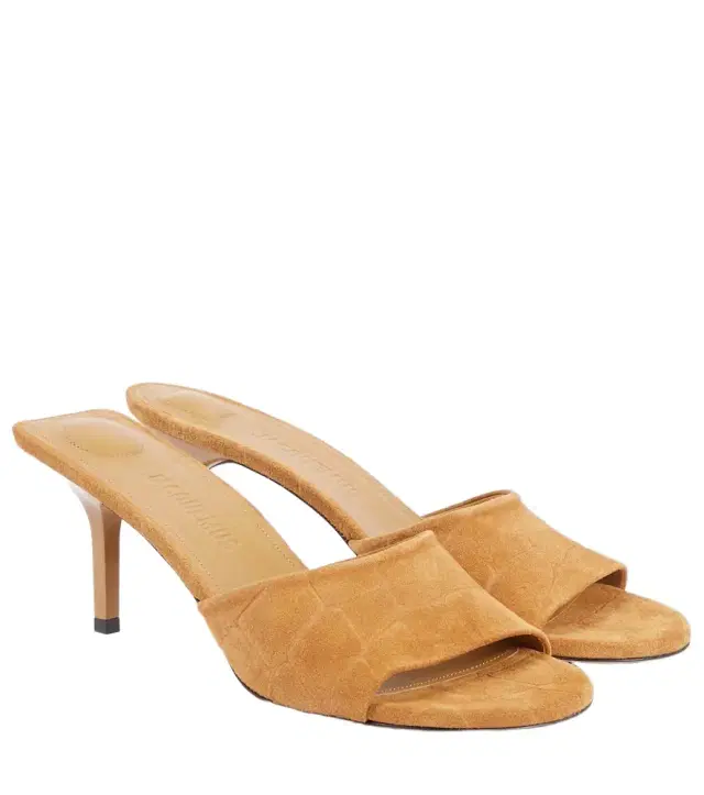 Jacquemus Cubisto 70 croc-effect suede mules