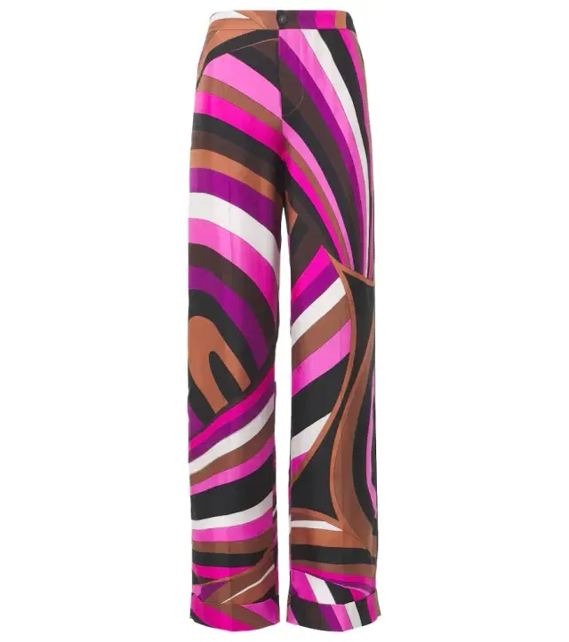 Pucci Iride high-rise silk twill wide-leg pants