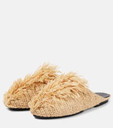 Jil Sander Fringed raffia mules | Thumbnail 2