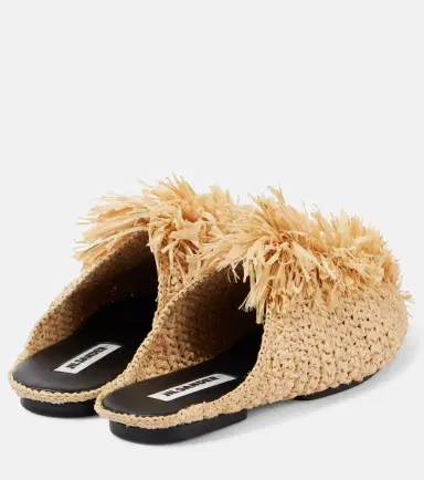 Jil Sander Fringed raffia mules | Thumbnail 4