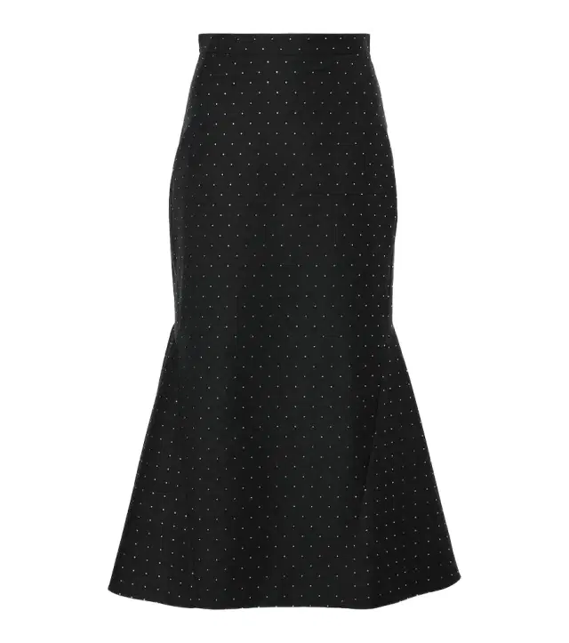 Erdem Polka-dot cotton and wool lamé midi skirt