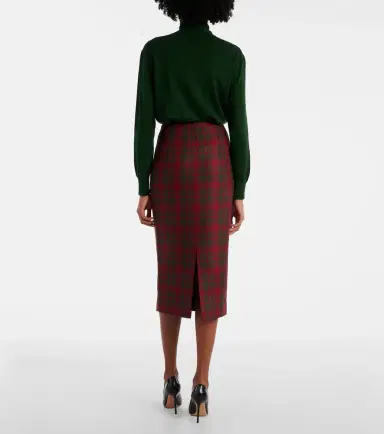 Emilia Wickstead Lorelei plaid wool-blend pencil skirt | Thumbnail 2