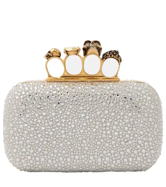 McQueen Knuckle embellished leather clutch