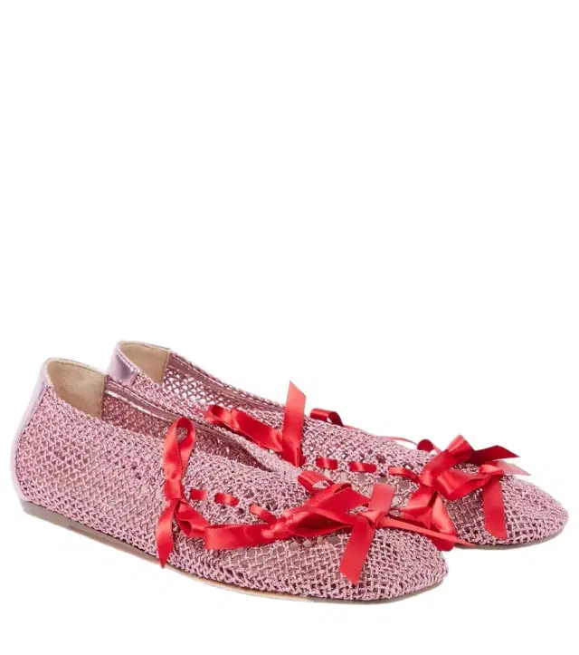 Simone Rocha Bow-detail crochet ballet flats