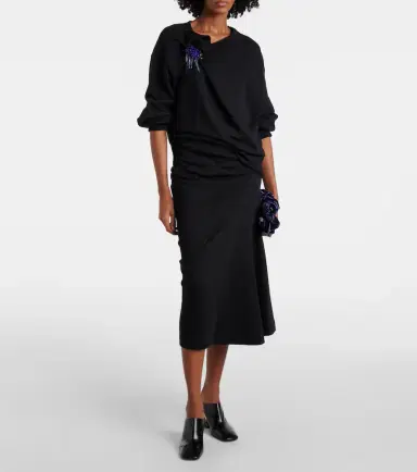 Dries Van Noten Embellished gathered cotton sweater | Thumbnail 3