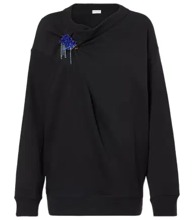 Dries Van Noten Embellished gathered cotton sweater | Thumbnail 1