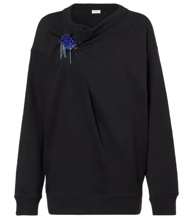 Dries Van Noten Embellished gathered cotton sweater