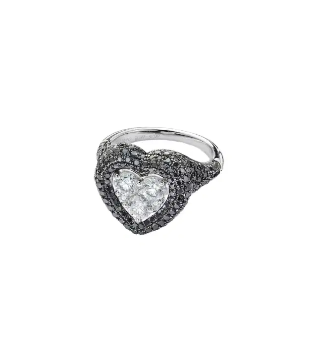 Manaal 18kt white gold ring with diamonds
