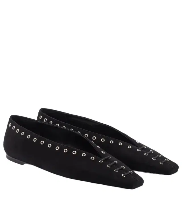 Toteme Suede lace-up ballet flats