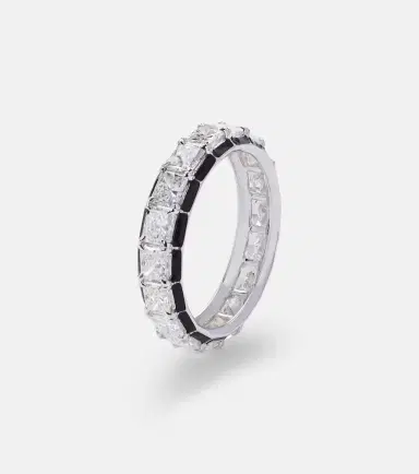 Kamyen Radiant Eternity 18kt white gold and enamel pinky ring with diamonds | Thumbnail 2 Kamyen Radiant Eternity 18kt white gold and enamel pinky ring with diamonds | Thumbnail 2