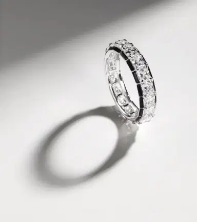 Kamyen Radiant Eternity 18kt white gold and enamel pinky ring with diamonds | Thumbnail 5 Kamyen Radiant Eternity 18kt white gold and enamel pinky ring with diamonds | Thumbnail 5