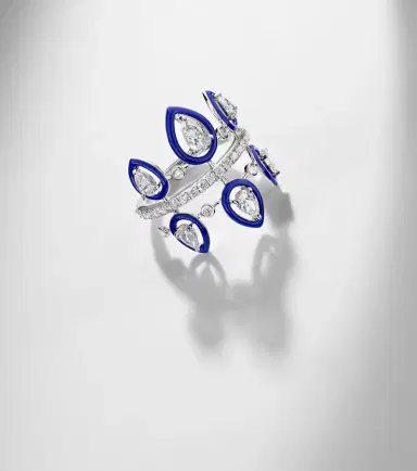 Kamyen Tulip 18kt white gold pinky ring with diamonds and enamel | Thumbnail 3