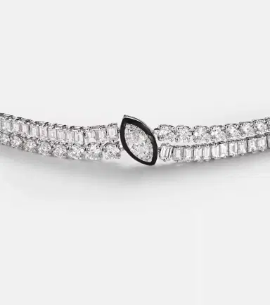 Kamyen Marquise Solitaire 18kt white gold and enamel choker with diamonds | Thumbnail 3 Kamyen Marquise Solitaire 18kt white gold and enamel choker with diamonds | Thumbnail 3