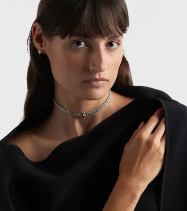 Kamyen Marquise Solitaire 18kt white gold and enamel choker with diamonds | Thumbnail 4 Kamyen Marquise Solitaire 18kt white gold and enamel choker with diamonds | Thumbnail 4
