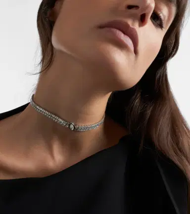 Kamyen Marquise Solitaire 18kt white gold and enamel choker with diamonds | Thumbnail 5 Kamyen Marquise Solitaire 18kt white gold and enamel choker with diamonds | Thumbnail 5