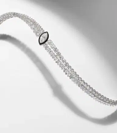Kamyen Marquise Solitaire 18kt white gold and enamel choker with diamonds | Thumbnail 6 Kamyen Marquise Solitaire 18kt white gold and enamel choker with diamonds | Thumbnail 6