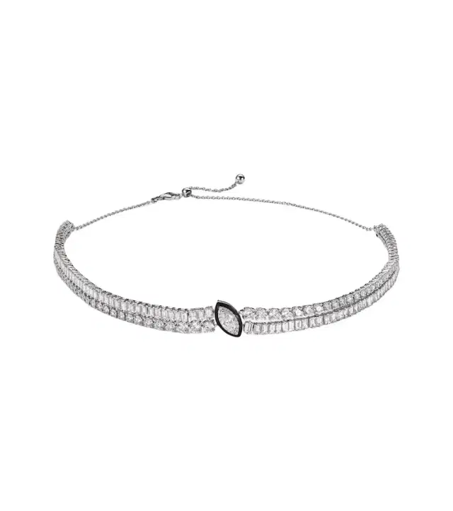 Kamyen Marquise Solitaire 18kt white gold and enamel choker with diamonds