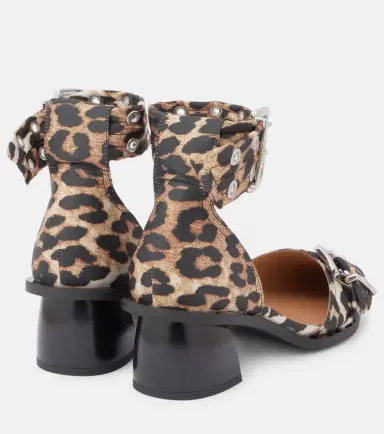 Ganni Leopard-print satin pumps | Thumbnail 2