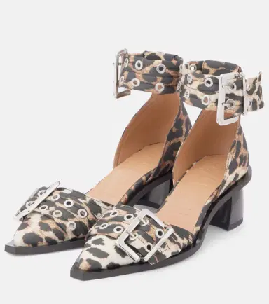 Ganni Leopard-print satin pumps | Thumbnail 3