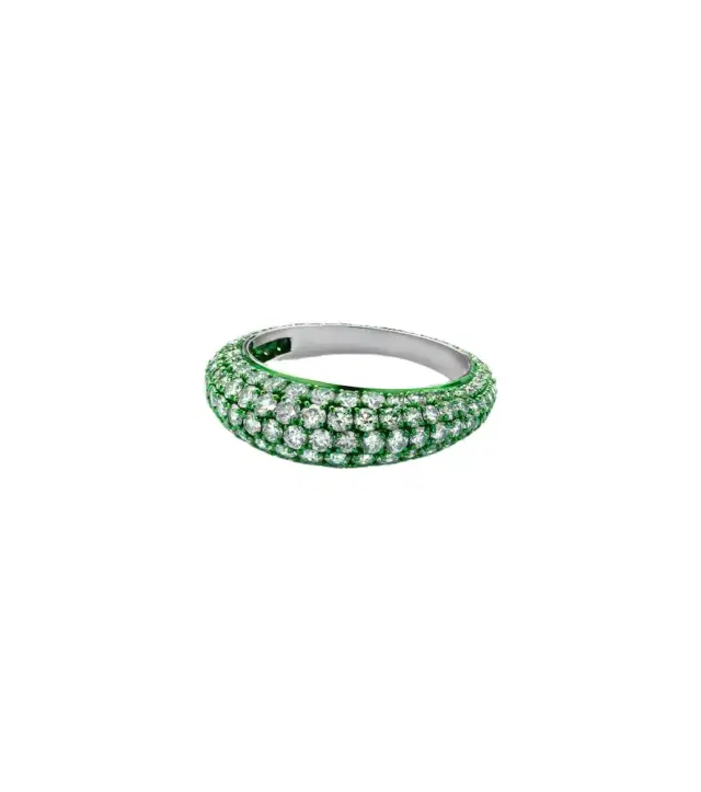 Kamyen Lime Disco 18kt white gold ring with diamonds