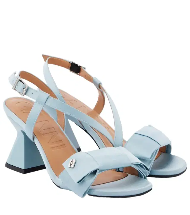 Ganni Big Bow satin sandals