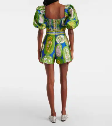 ALÉMAIS Alémais Printed balloon-sleeve cropped top | Thumbnail 4