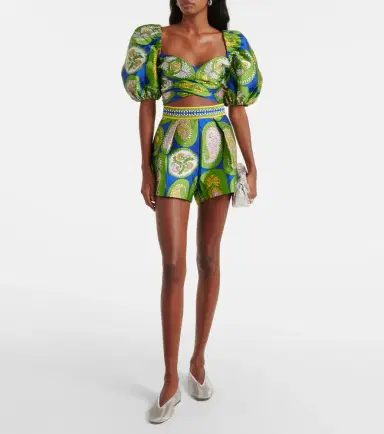 ALÉMAIS Alémais Printed balloon-sleeve cropped top | Thumbnail 5