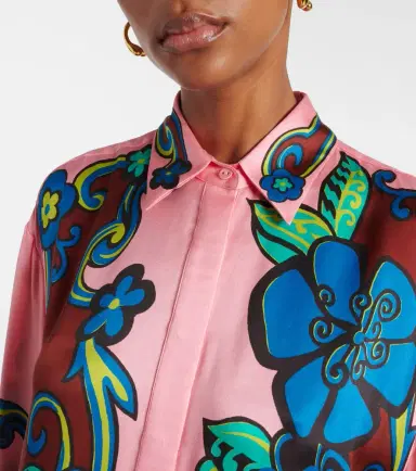 Alemais Alémais Floral puff-sleeve silk satin shirt | Thumbnail 4