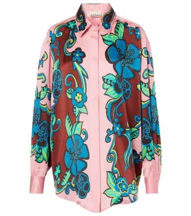 Alemais Alémais Floral puff-sleeve silk satin shirt | Thumbnail 1