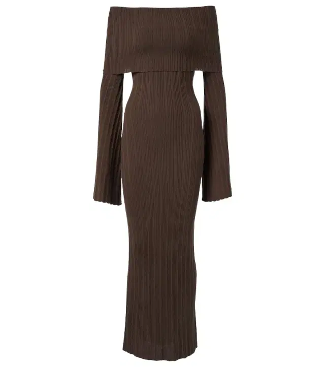 Aya Muse Off-shoulder silk-blend jersey maxi dress