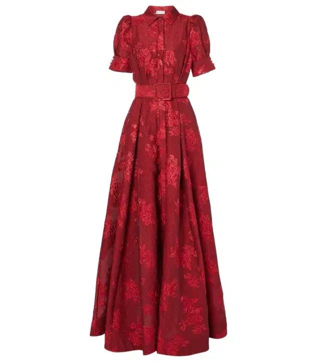 Henrietta belted brocade gown
