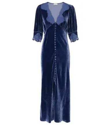Rixo Simone lace-trimmed velvet maxi dress | Thumbnail 1