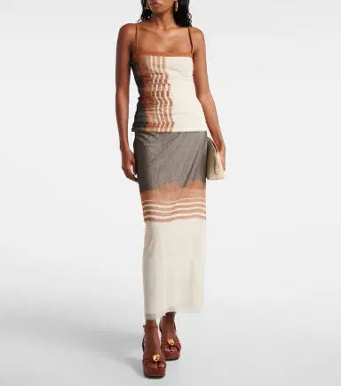 SIR Breeze Bandeau striped maxi skirt | Thumbnail 4