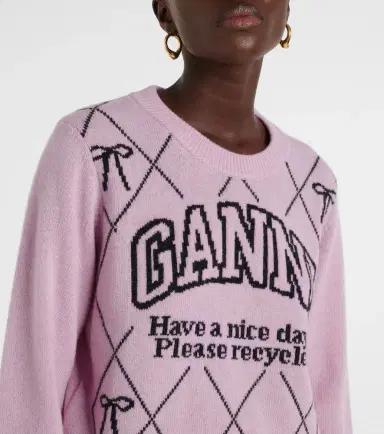 Ganni Logo intarsia wool-blend sweater | Thumbnail 5