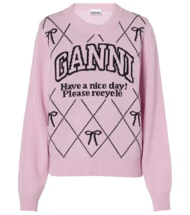 Ganni Logo intarsia wool-blend sweater | Thumbnail 1