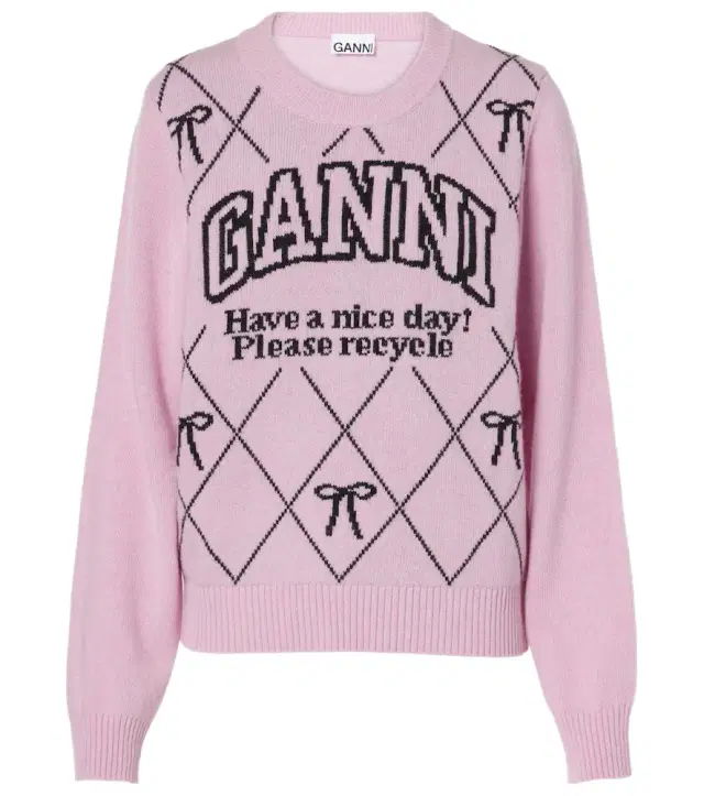 Ganni Logo intarsia wool-blend sweater