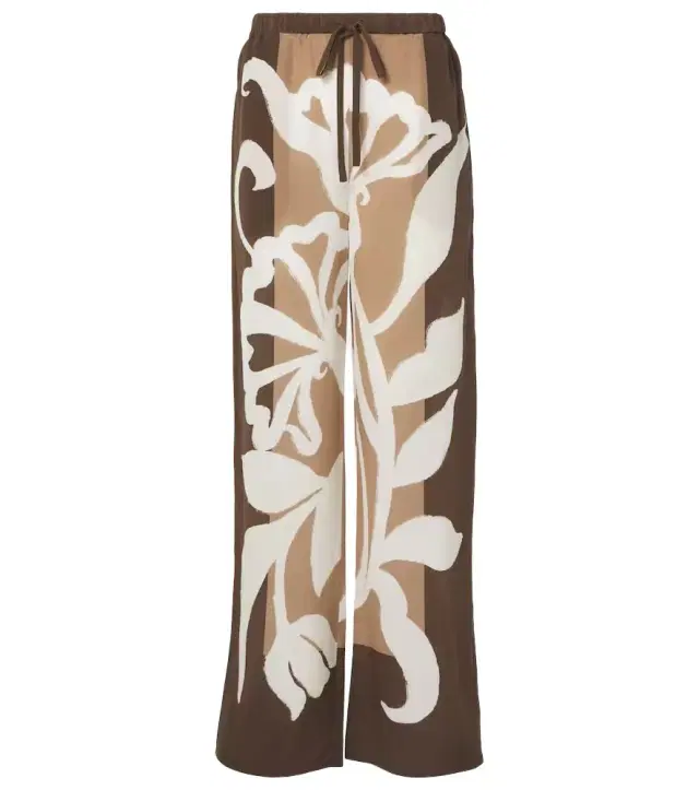 SIR Portia printed silk satin wide-leg pants