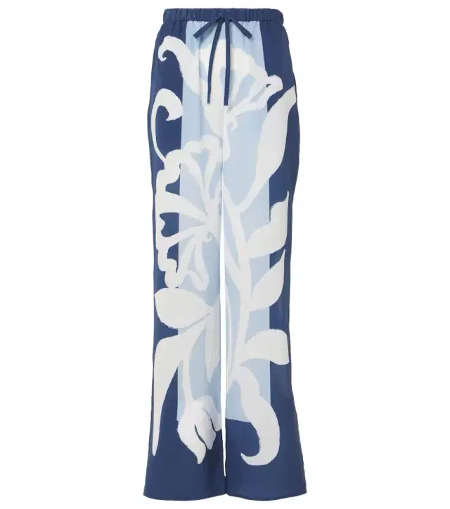 SIR Sorrento printed silk satin wide-leg pants