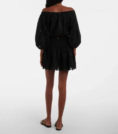 Poupette St Barth Off-shoulder cotton crop top | Thumbnail 2