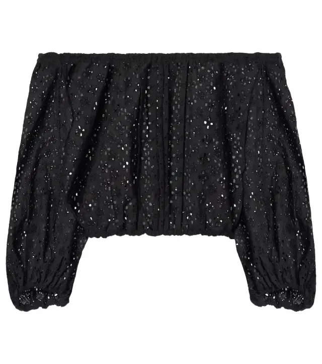 Poupette St Barth Off-shoulder cotton crop top