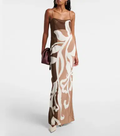 SIR Floral printed silk satin maxi dress | Thumbnail 2