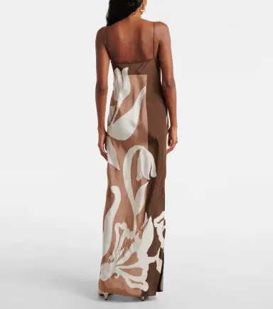 SIR Floral printed silk satin maxi dress | Thumbnail 3