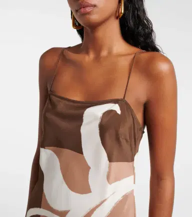 SIR Floral printed silk satin maxi dress | Thumbnail 4